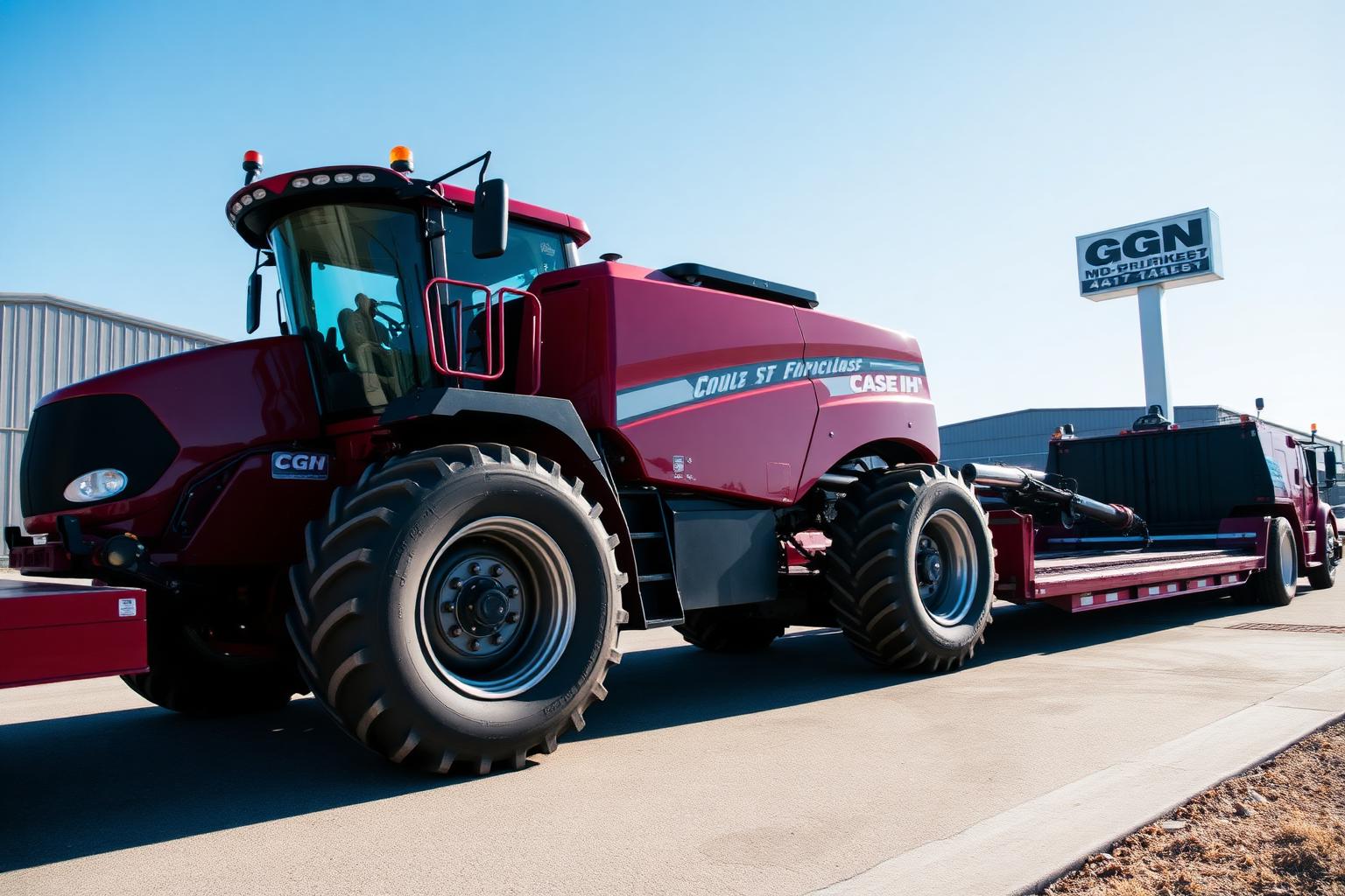 Articulated 4WD Tractor on heavy haul trailer