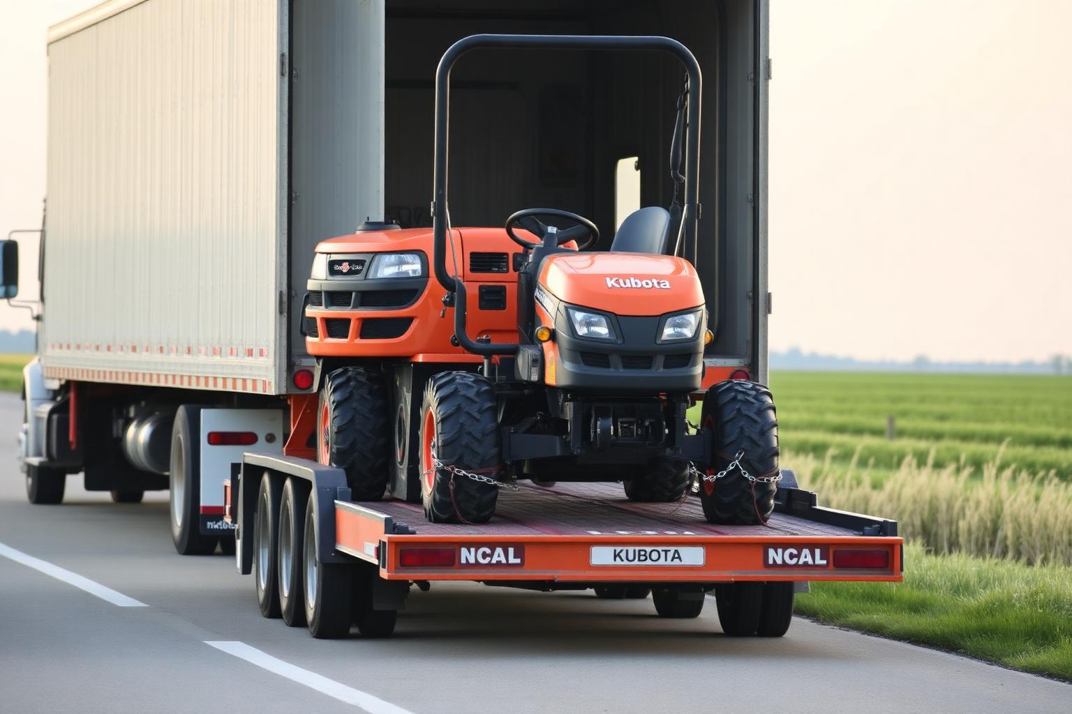 Compact Tractor on heavy haul trailer