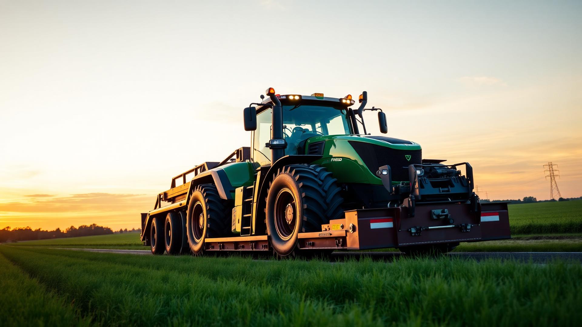 Tractor Shipping Services, tractor loaded on heavy haul trailer
